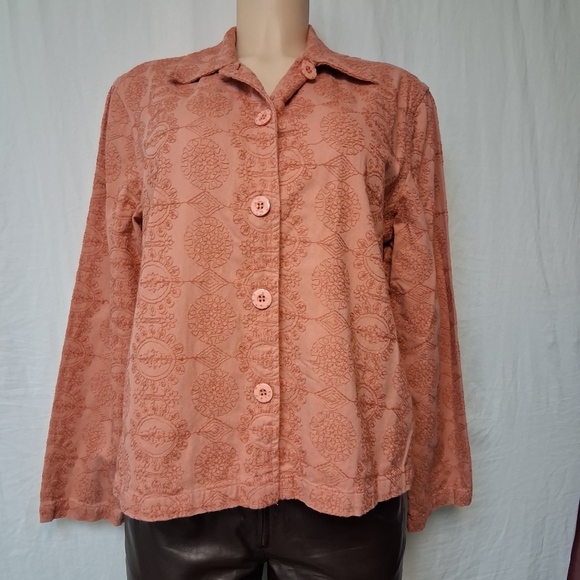 KEREN hart Tops - KEREN hart Vintage Coral Textured Blouse Size M